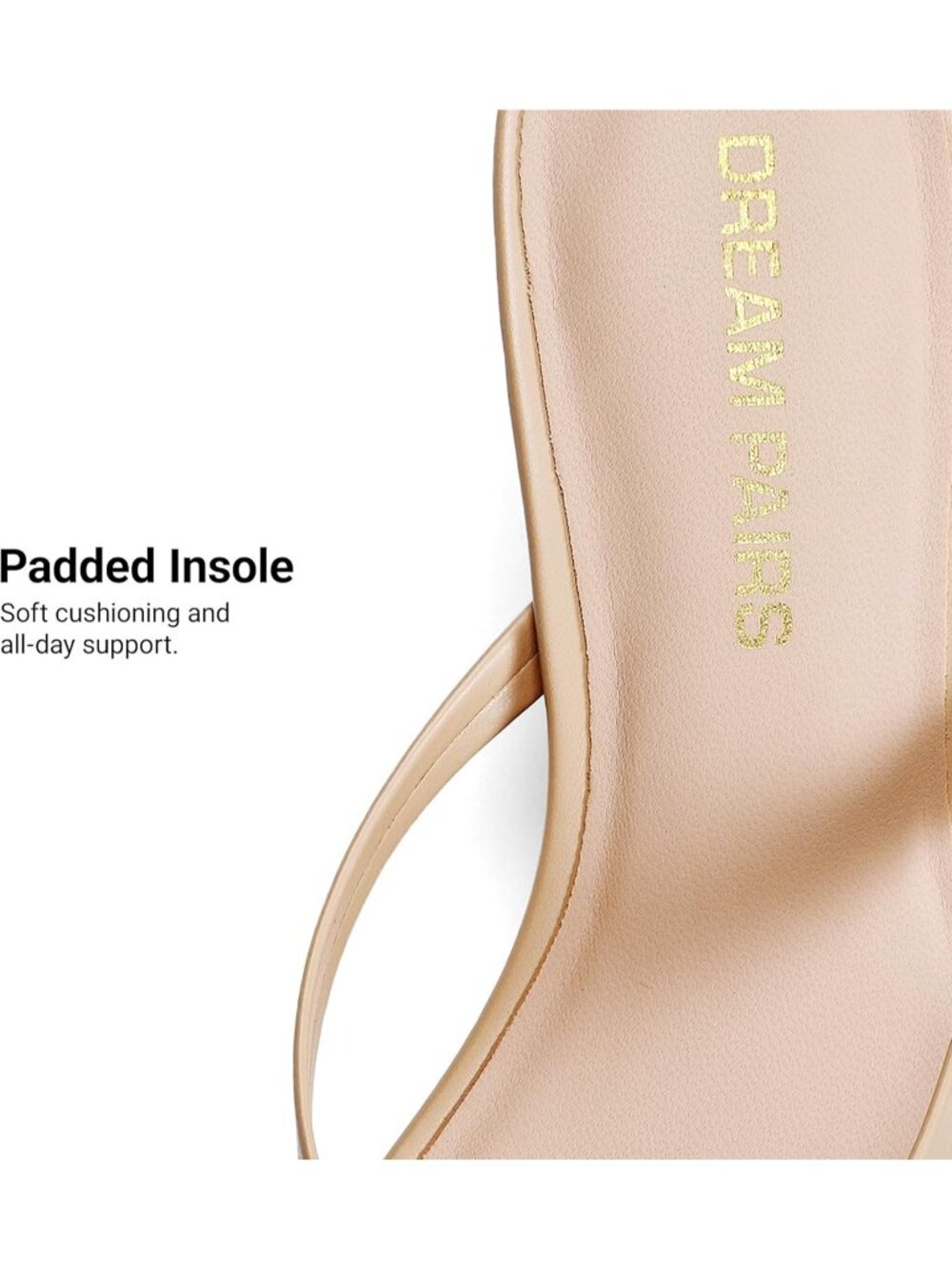 Women's Flip Flop Low Heels Square Open Toe Nude Sandals Thong 1.96 Inch Heels - Picture 6 of 6